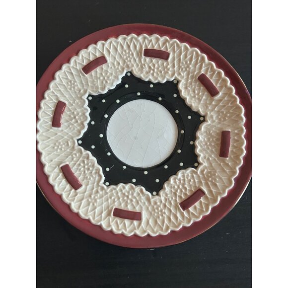 Sandy Clough Claudette Cup & Saucer Set Black & White Polka Dots Lace Detailing - Picture 4 of 12